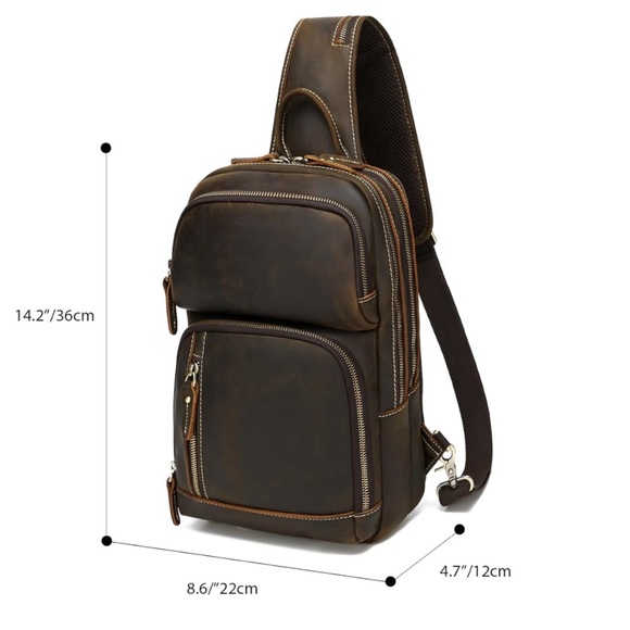 NWT Full Grain Leather Men’s Sling Bag 💼 - Picture 4 of 5